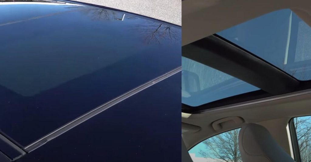 Inside and upward view of Panoramic Sunroof 